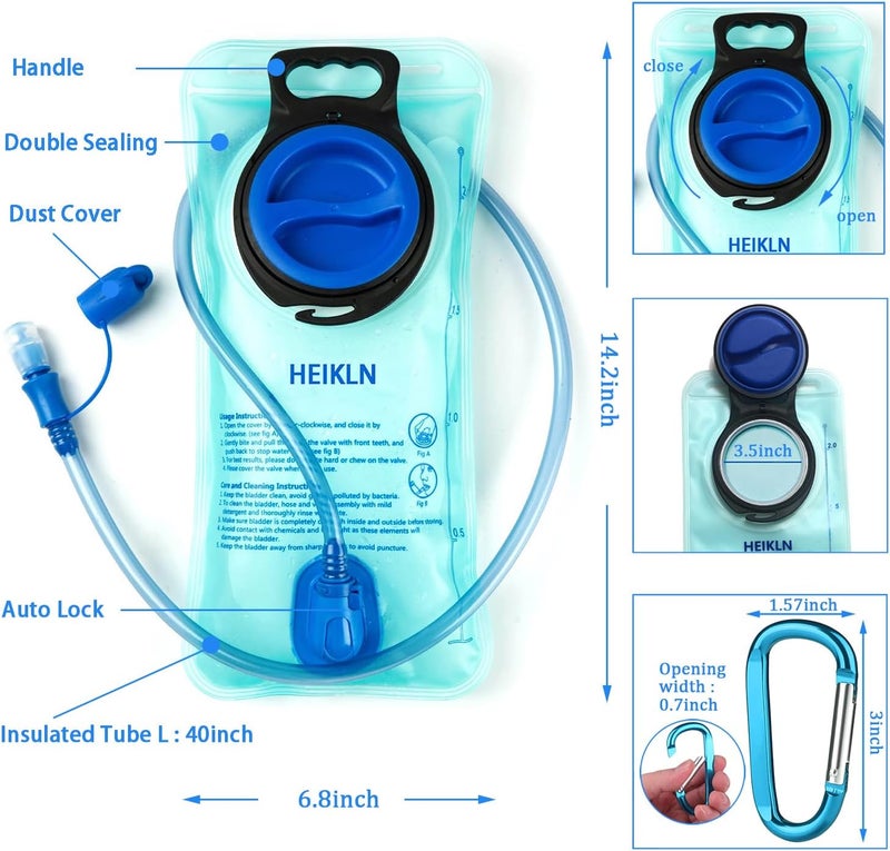 HEIKLN Hydration Bladder 1.5L-2L-3L,Leak Proof Water Reservoir, BPA Free Military Water Storage Bladder Bag Hydration Pack Replacement Easy Clean for Bicycling Hiking Camping Hunting Running - Image 2
